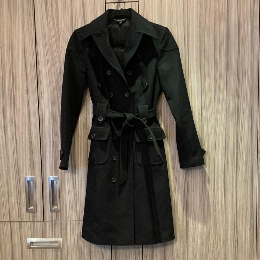 Tara Jarmon wool Black Trench Coat 36